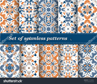 Blue orange seamless patterns ribbon - high detail 8 k free wallpaper