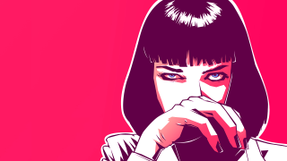 Woman black hair white shirt 11 - synthwave free wallpaper for desktop