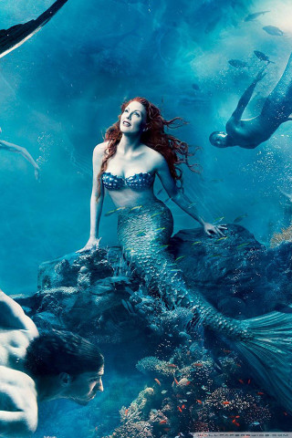 Mermaid blue dress underwater starry - free fantasy wallpaper for mobile