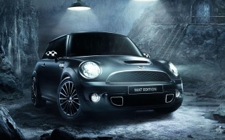 Black mini cooper cave headlight - matte finish free wallpaper