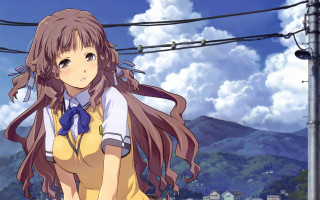 Girl long hair mountain clouds - kyoto animation free wallpaper