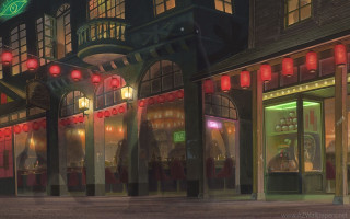 Store front night red lights - the front free wallpaper for desktop