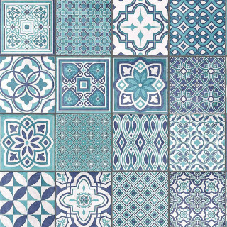 Blue white tiles collection different - mosaic free wallpaper for tablet