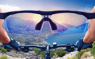 Bike rider sunglasses lake mountains - a pair of sunglasses free wallpaper