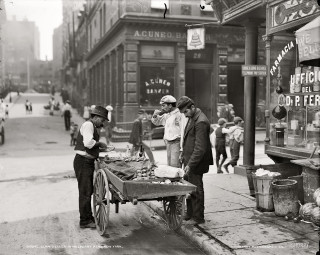 Men table food city street - food free wallpaper