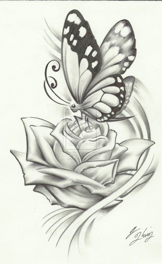 Butterfly rose swirly background outline - shaded free wallpaper for mobile
