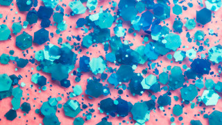 Pink background blue green confetti - pointillism free wallpaper for desktop