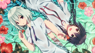 Anime characters pool water flowers - a pool of water free wallpaper