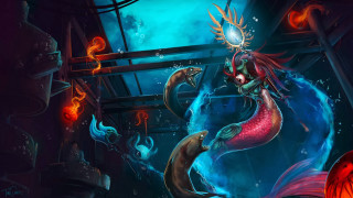 Mermaid glowing head tail painting - league of legends concept art free wallpaper for desktop