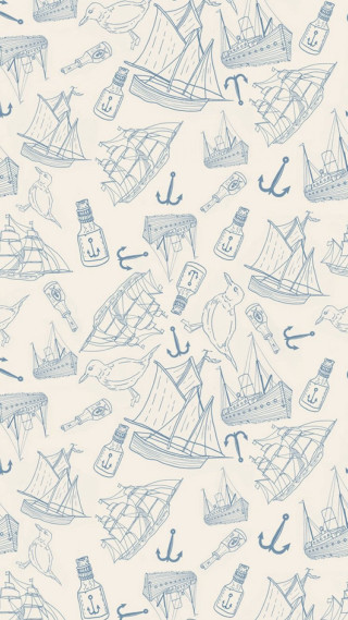 Blue white wallpaper boats anchors - illustration free wallpaper for mobile