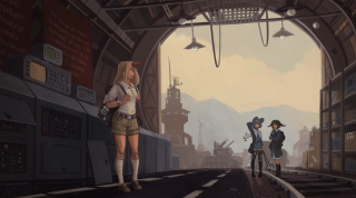 Trainstation militaryvehicle multigirls blondehair city - cushart krenz free wallpaper