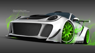 White green sports car green - a black top free wallpaper