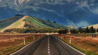Long road mountain field fence - a long road free wallpaper for desktop