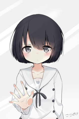 Girl black hair white shirt 4 - anime girl free wallpaper for mobile
