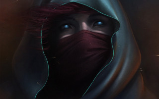 Red hair red mask cloth - a red mask free wallpaper