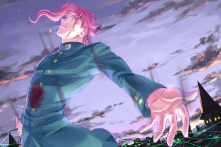 Woman blue dress purple sky - free neon wallpaper for desktop