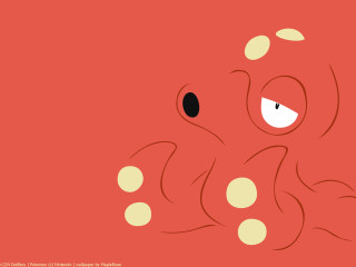 Cartoon octopus big smile happy - a black outline free wallpaper