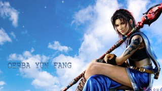 Woman sword sitting rock sky - fang congyi free wallpaper