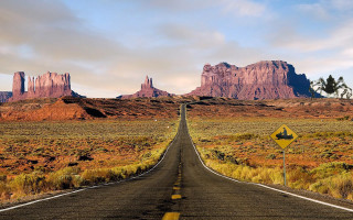 Long road desert sign mountains - a long road free wallpaper for desktop