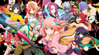 Anime girls swords fighting group - different outfit free wallpaper