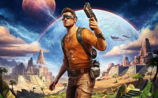 Man gun futuristic landscape giant - a futuristic landscape free wallpaper