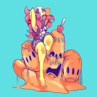 Cartoon character sand castle drink - funk art free wallpaper for tablet