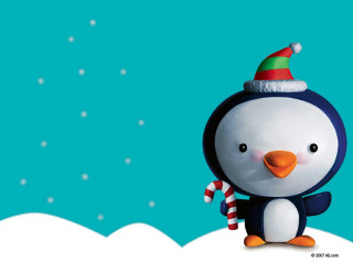 Penguin christmas hat candy cane - a penguin free wallpaper