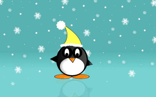 Penguin santa hat snow snowflakes - a penguin free wallpaper
