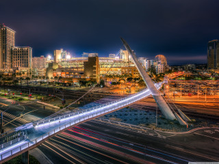City skyline bridge highway nighttime 2 - the track free wallpaper