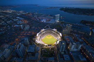 Baseball stadium night city water - a baseball stadium free wallpaper for desktop