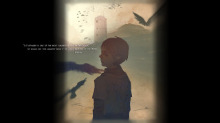 Woman window bird flying tower - storybook illustration free wallpaper for desktop