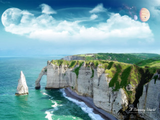 Cliff water rock formation scenery - large free wallpaper for desktop