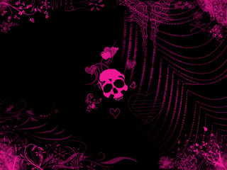 Pink skull flowers black background - black background free wallpaper