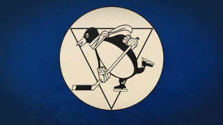 Penguin hockey blue background circle - a hockey stick free wallpaper