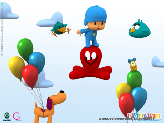 Cartoon character flying balloons dog - a balloon free wallpaper
