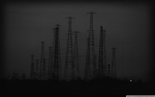 Power lines night sky moon - power free wallpaper