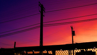Sunset fence streetlight purple red - cable wire free wallpaper