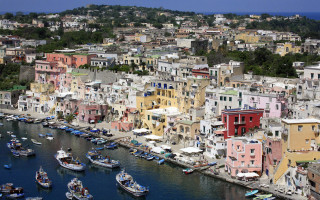 Harbor boats city buildings trees 2 - correggio free wallpaper for desktop