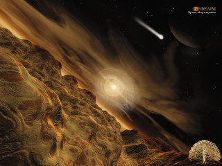 Planet tree distant object star - a painting of a planet free wallpaper