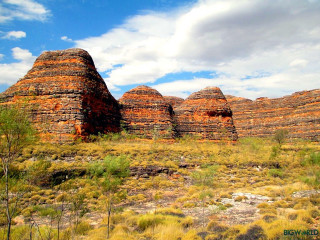 Rocky trees blue sky clouds - a rocky outcropping free wallpaper