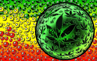 Green ball leaves colorful bubbles - a surface free wallpaper