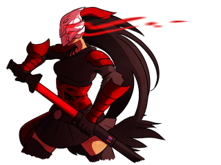 Cartoon character sword blood face - her face and body free wallpaper