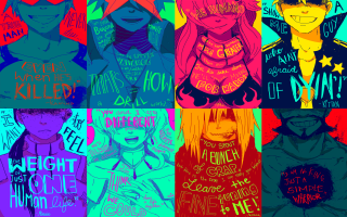 Diverse group colored hair glasses 2 - gaudy color free wallpaper