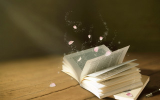 Stack books bookmark flying table - a bookmark free wallpaper