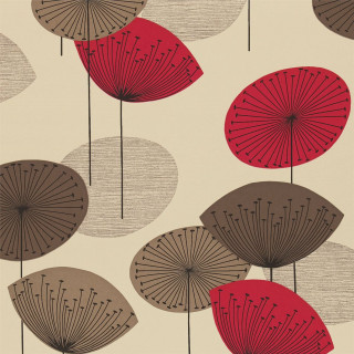 Red brown umbrellas pattern beige - art deco free wallpaper for tablet