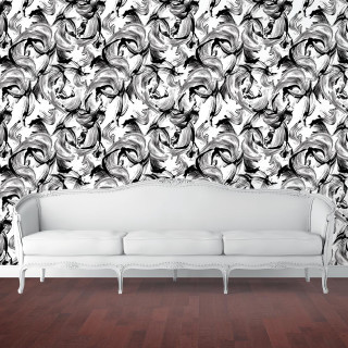 White couch black white pattern - front of a wall free wallpaper