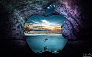 Apple logo water boat sunset - an apple logo free wallpaper for desktop