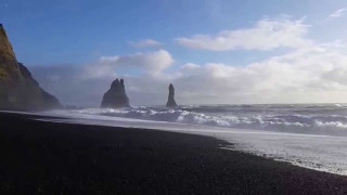 Beach waves rocks blue sky - cinematic landscape free wallpaper for desktop