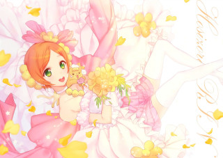 Girl dress flowers hand bouquet - a name free wallpaper for desktop