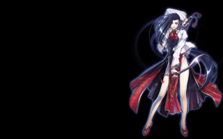 Woman red dress holding sword - du qiong free wallpaper